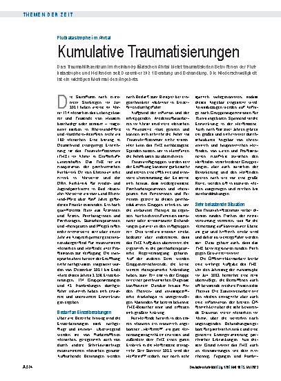 Vorschauseite 1: Flutkatastrophe im Ahrtal: Kumulative Traumatisierungen