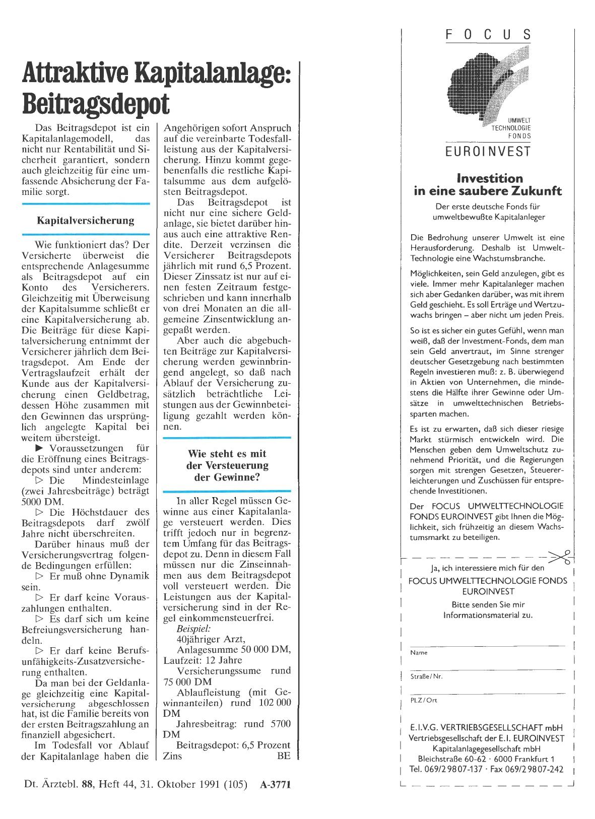 Vorschauseite 1: Attraktive Kapitalanlage: Beitragsdepot