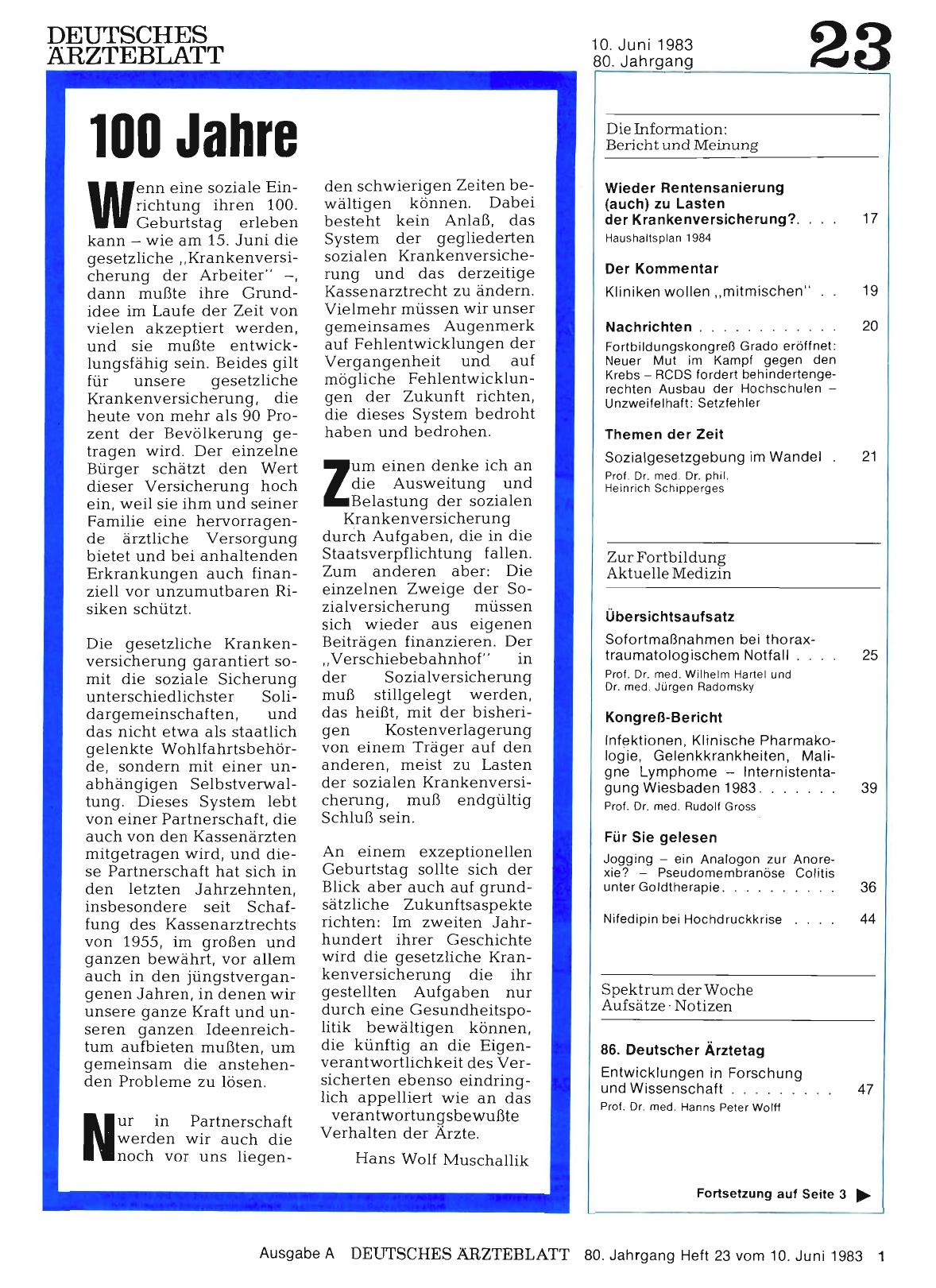 Vorschauseite 1: 100 Jahre