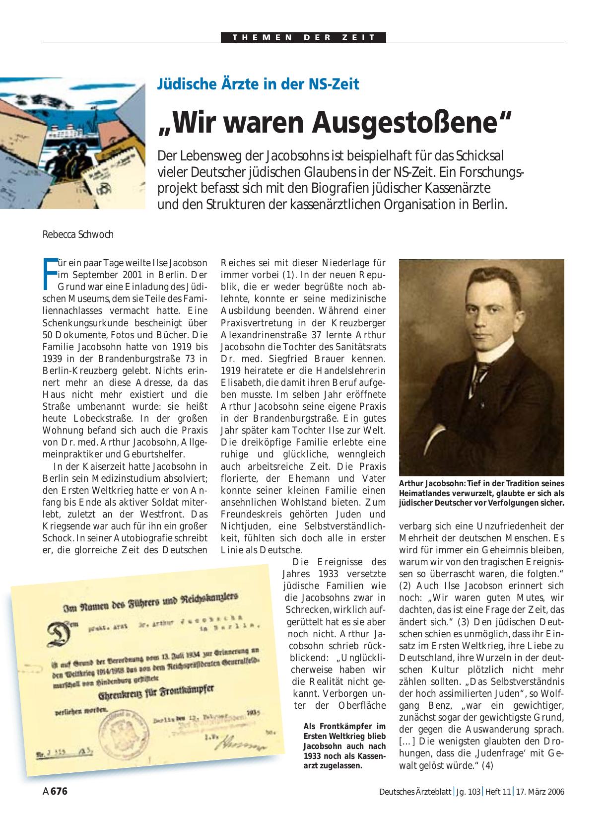 Vorschauseite 1: Jüdische Ärzte in der NS-Zeit: „Wir waren Ausgestoßene“
