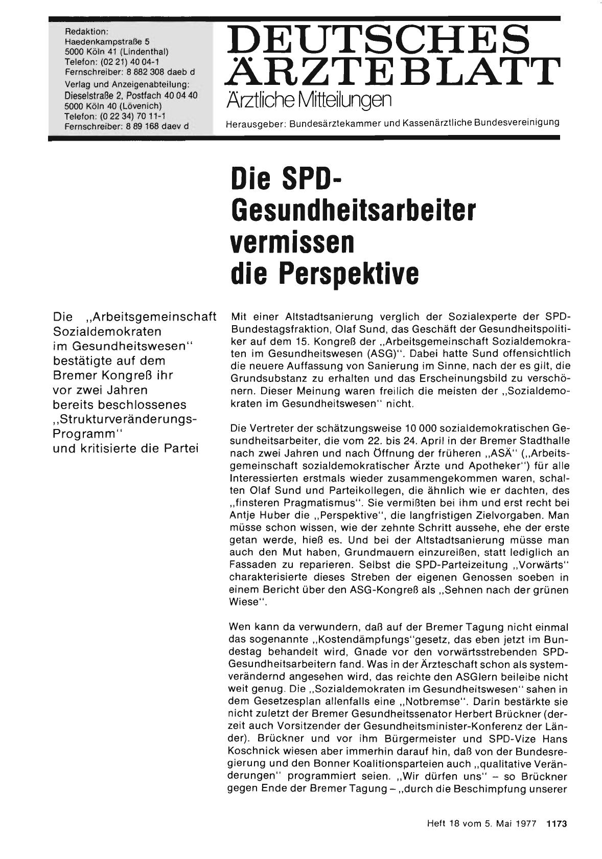Vorschauseite 1: Die SPD-Gesundheitsarbeiter vermissen die Perspektive