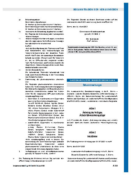 Vorschauseite 1: Änderung des Vertrags Ärzte/Unfallversicherungsträger