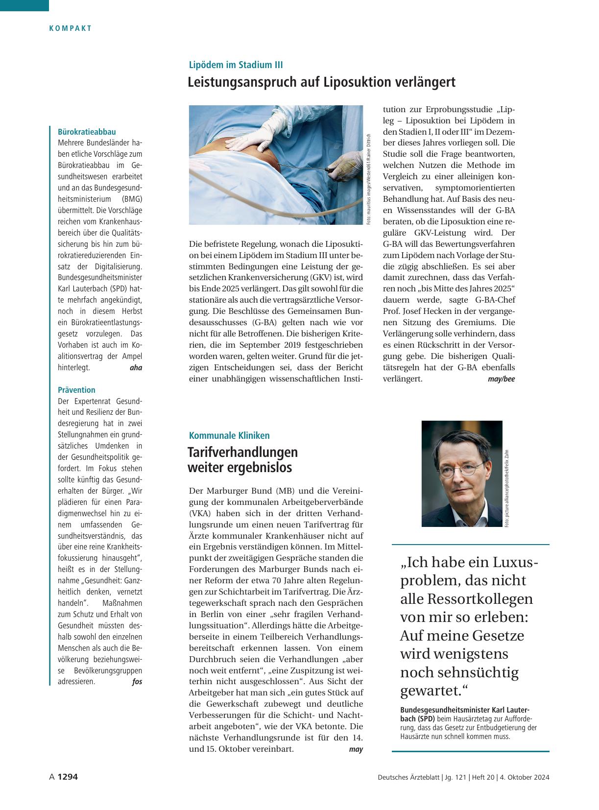 Vorschauseite 1: Bürokratieabbau / Prävention