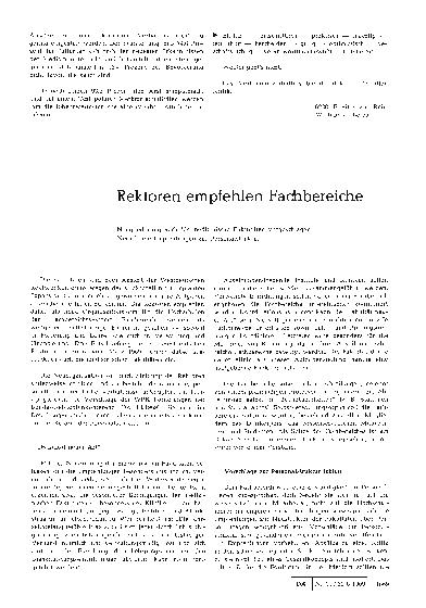 Vorschauseite 1: Rektoren empfehlen Fachbereiche