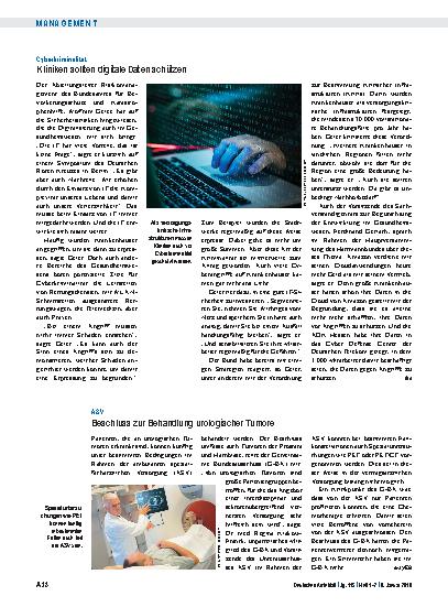 Vorschauseite 1: Cyberkriminalität: Kliniken sollten digitale Daten schützen