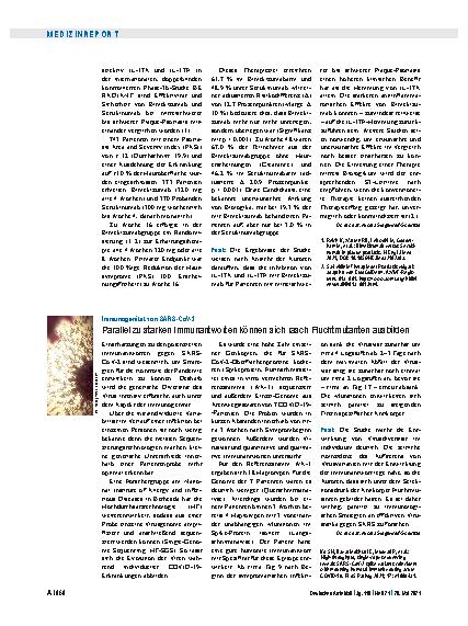 Vorschauseite 1: Immunogenität von SARS-CoV-2: Parallel zu starken Immunantworten können sich rasch Fluchtmutanten ausbilden