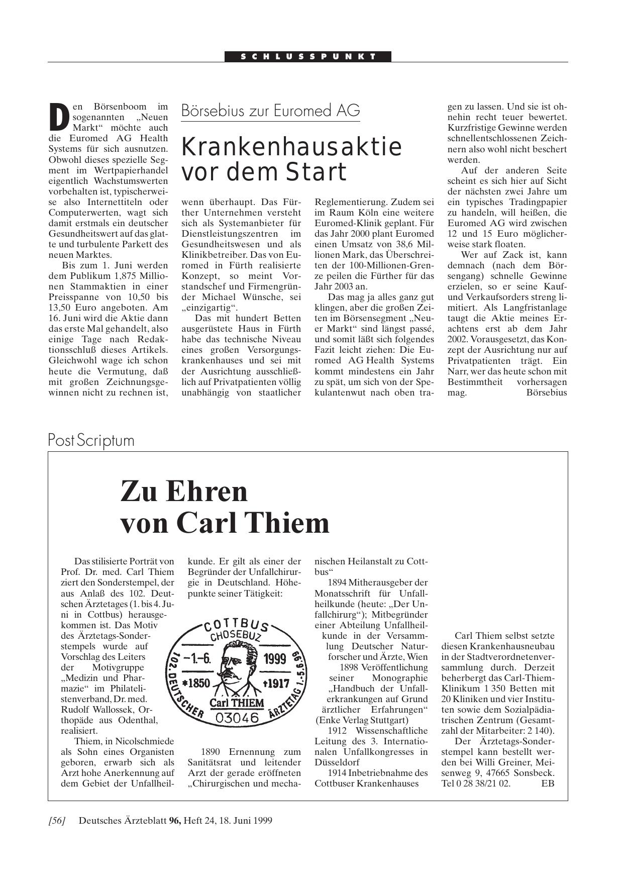 Vorschauseite 1: Börsebius zur Euromed AG: Krankenhausaktie vor dem Start