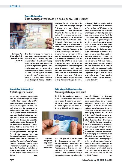 Vorschauseite 1: Telematikinfrastruktur: Ärzte bemängeln technische Probleme bei eAU und E-Rezept