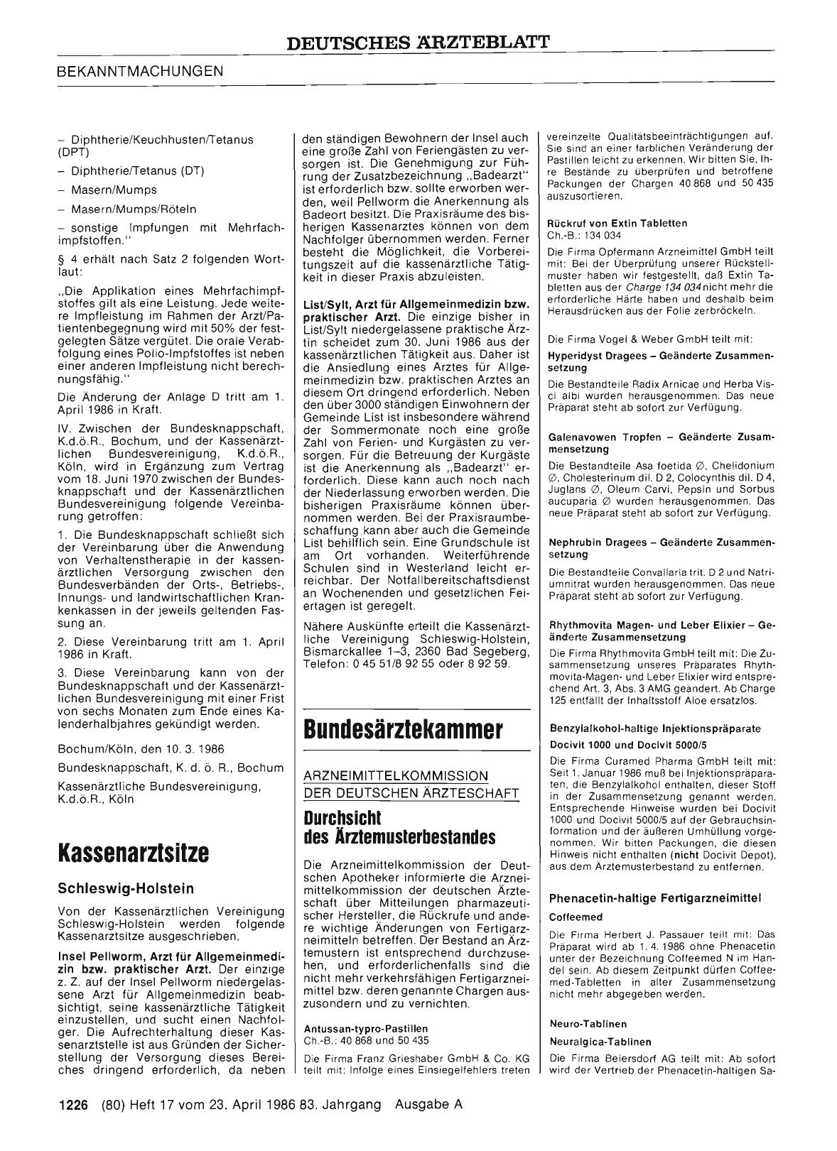 Vorschauseite 1: Durchsicht des Ärztemusterbestandes
