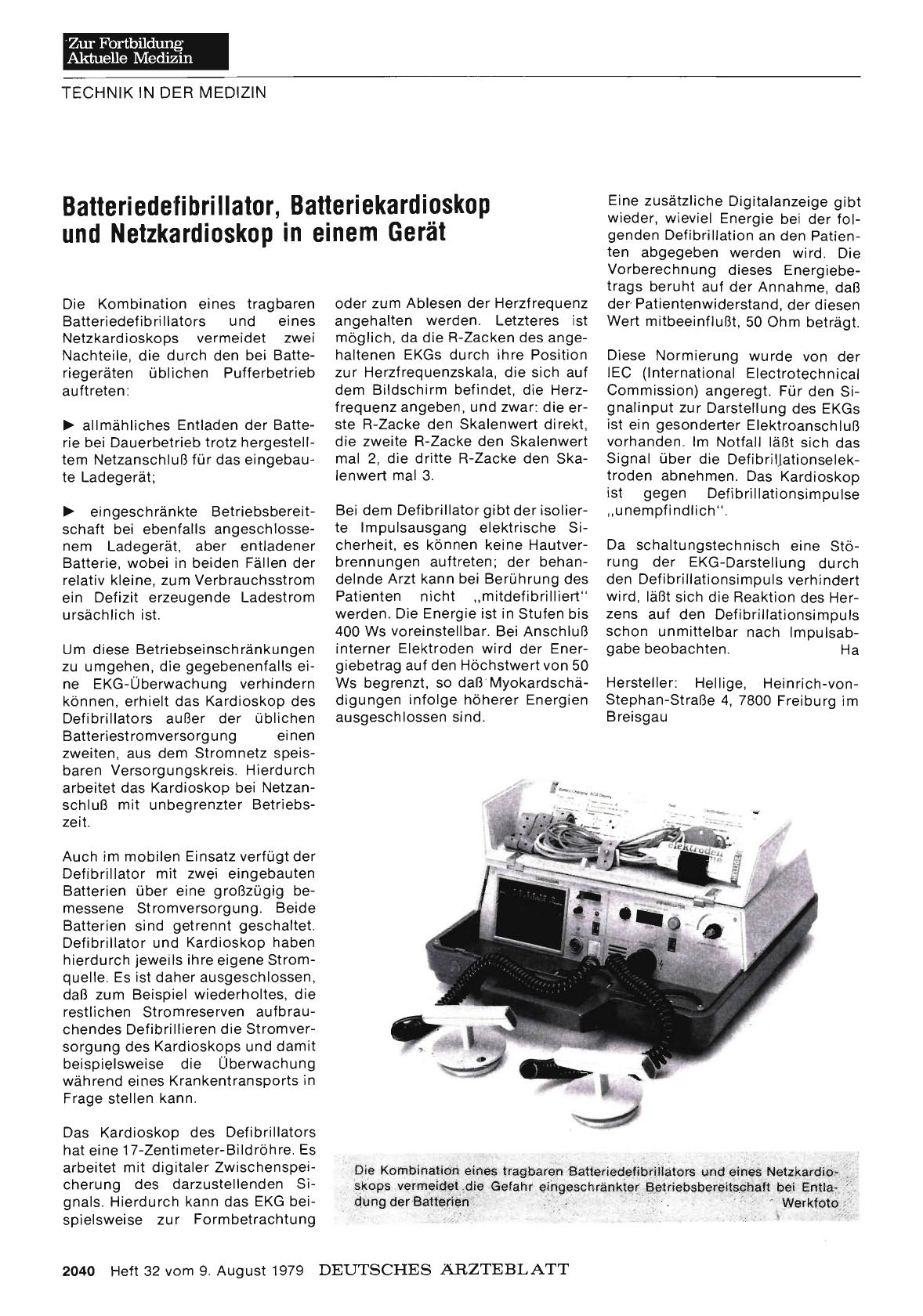 Vorschauseite 1: Batteriedefibrillator, Batteriekardiaskop und Netzkardiaskop in einem Gerät