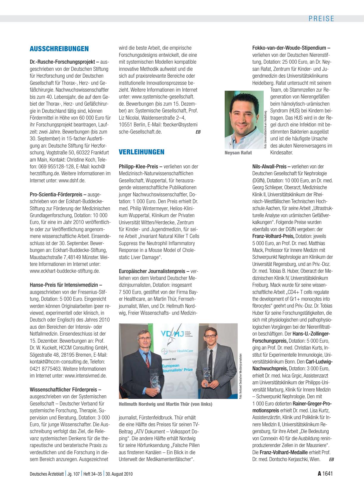 Vorschauseite 1: Verleihungen