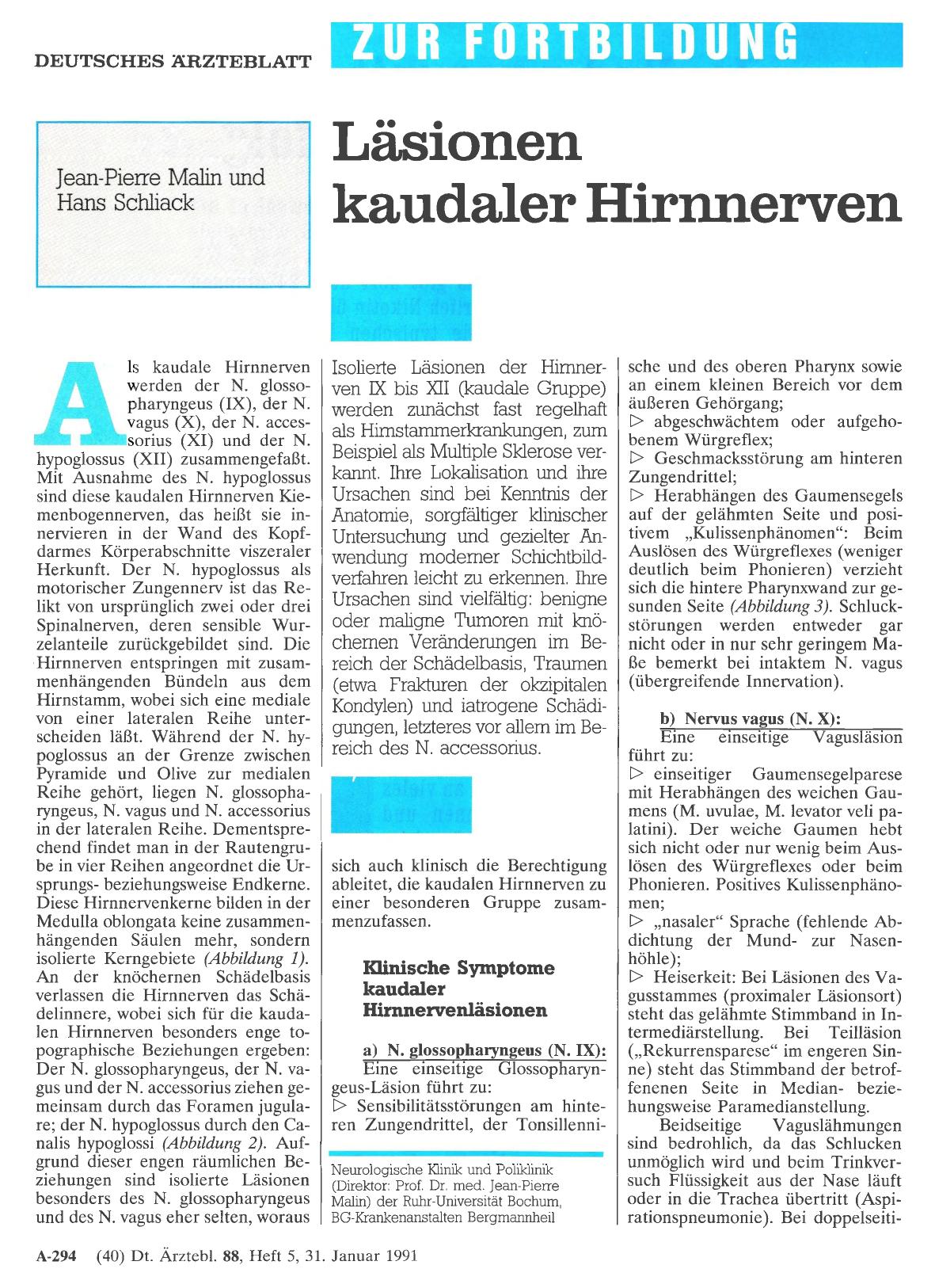 Vorschauseite 1: Läsionen kaudaler Hirnnerven