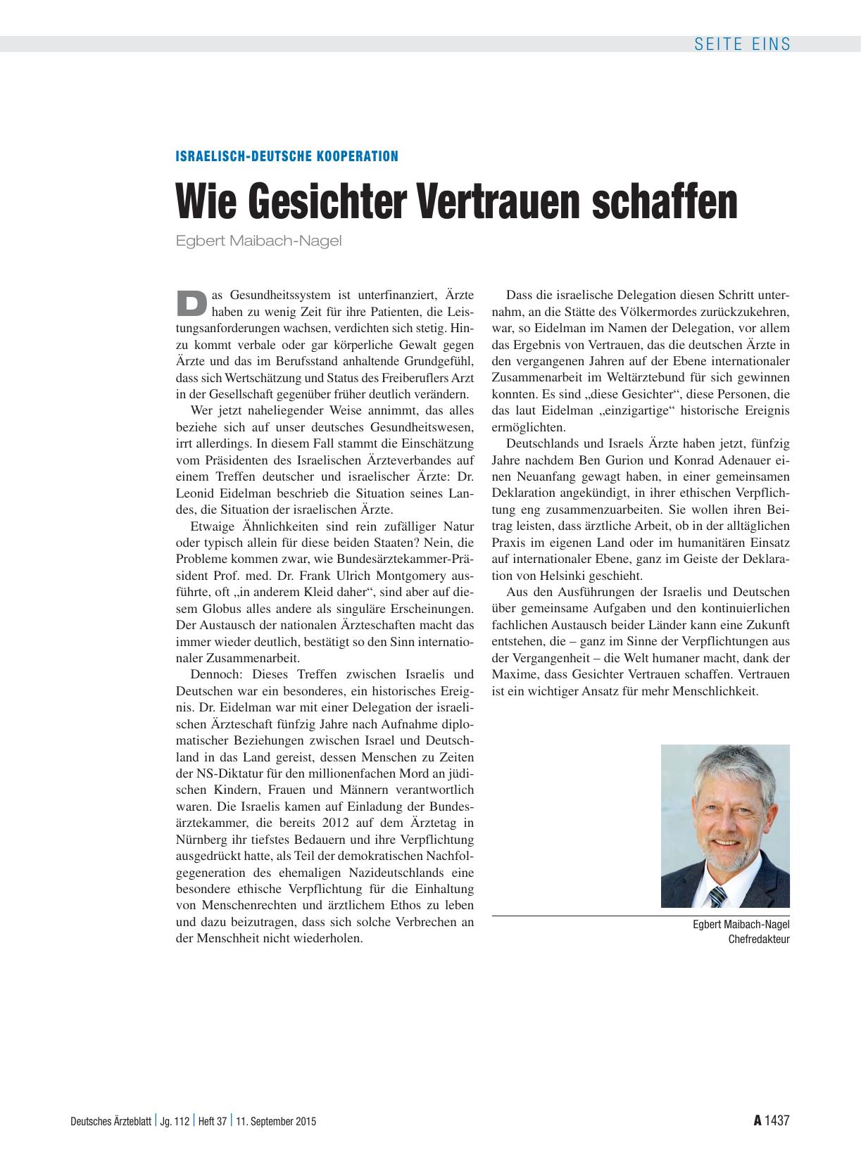 Vorschauseite 1: Israelisch-Deutsche Kooperation: Wie Gesichter Vertrauen schaffen
