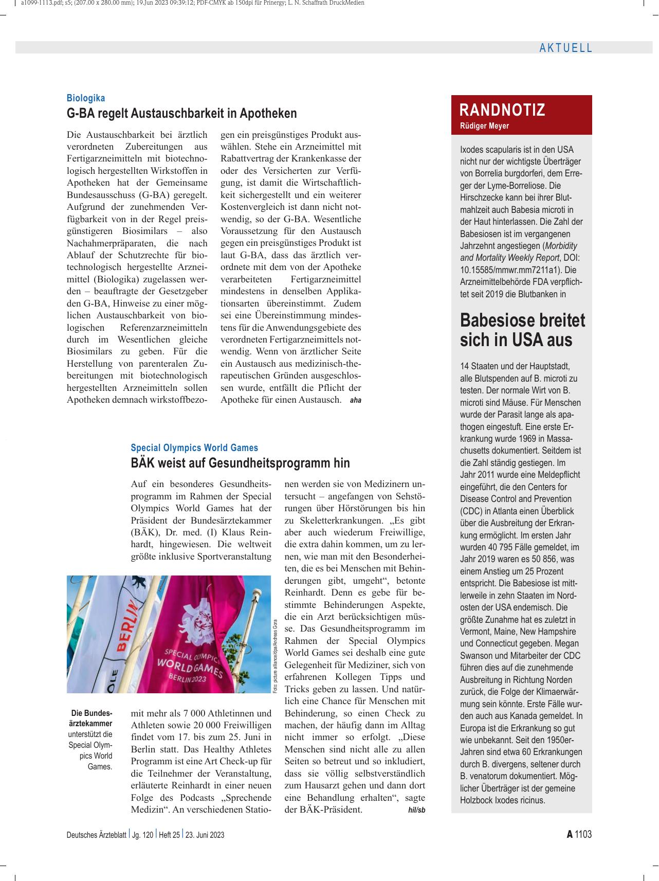Vorschauseite 1: Biologika: G-BA regelt Austauschbarkeit in Apotheken
