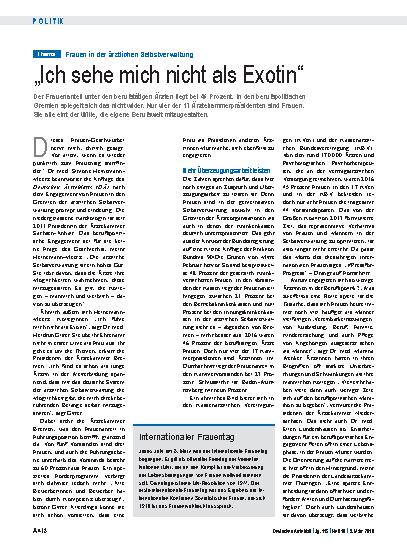 Vorschauseite 1: Frauen in der ärztlichen Selbstverwaltung: „Ich sehe mich nicht als Exotin“