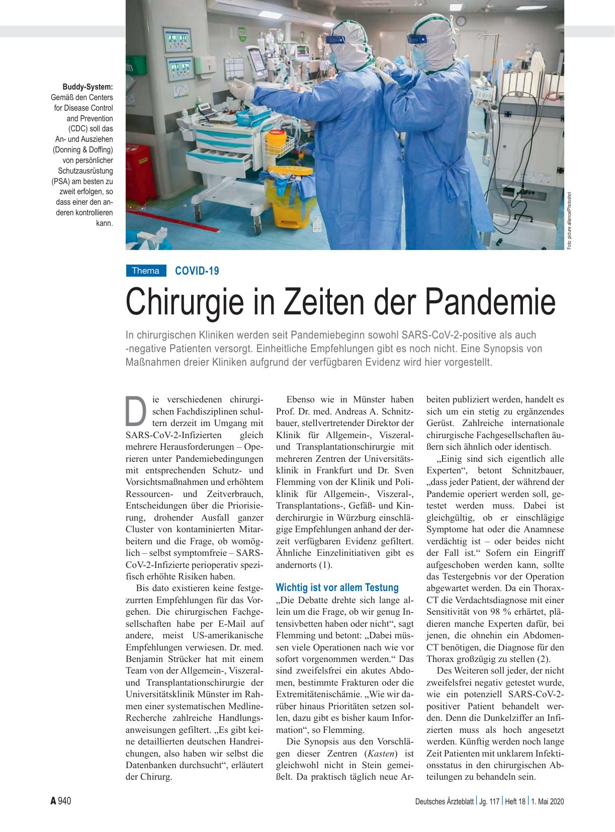 Vorschauseite 1: COVID-19: Chirurgie in Zeiten der Pandemie