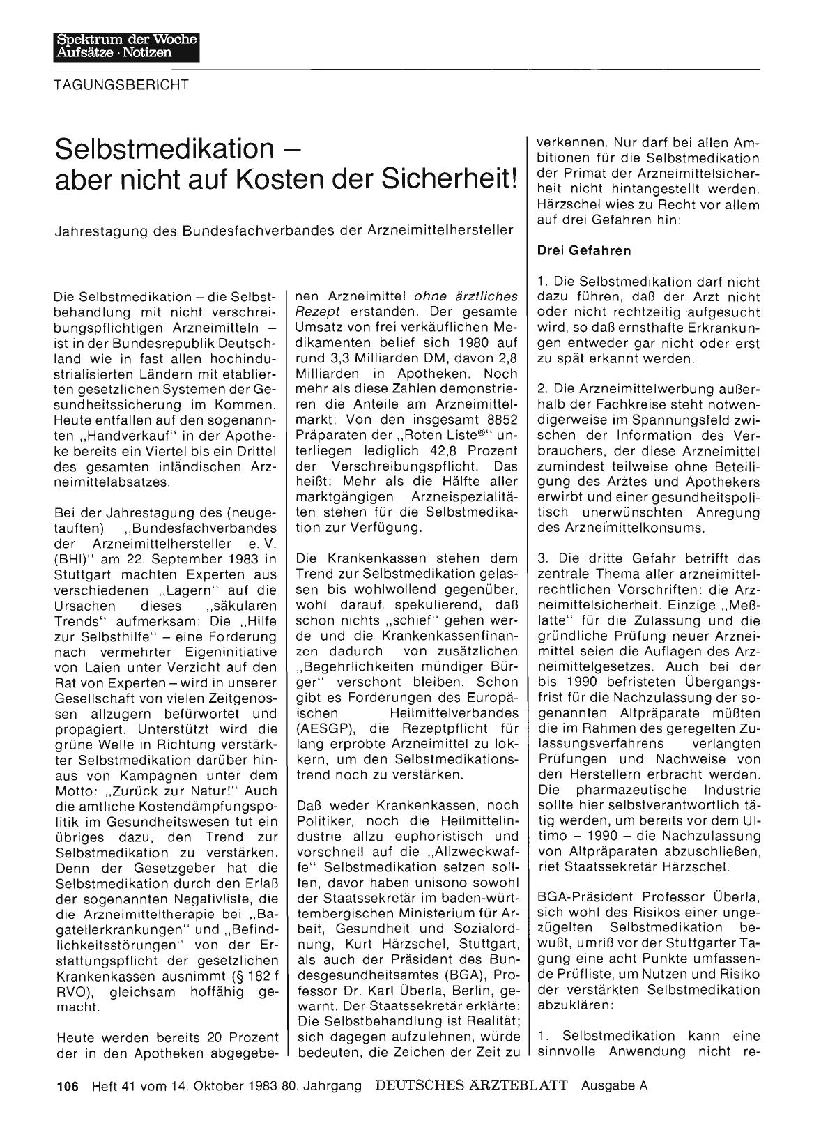 Vorschauseite 1: Selbstmedikation - aber nicht auf Kosten der Sicherheit! Jahrestagung des Bundesfachverbandes der Arzneimittelhersteller