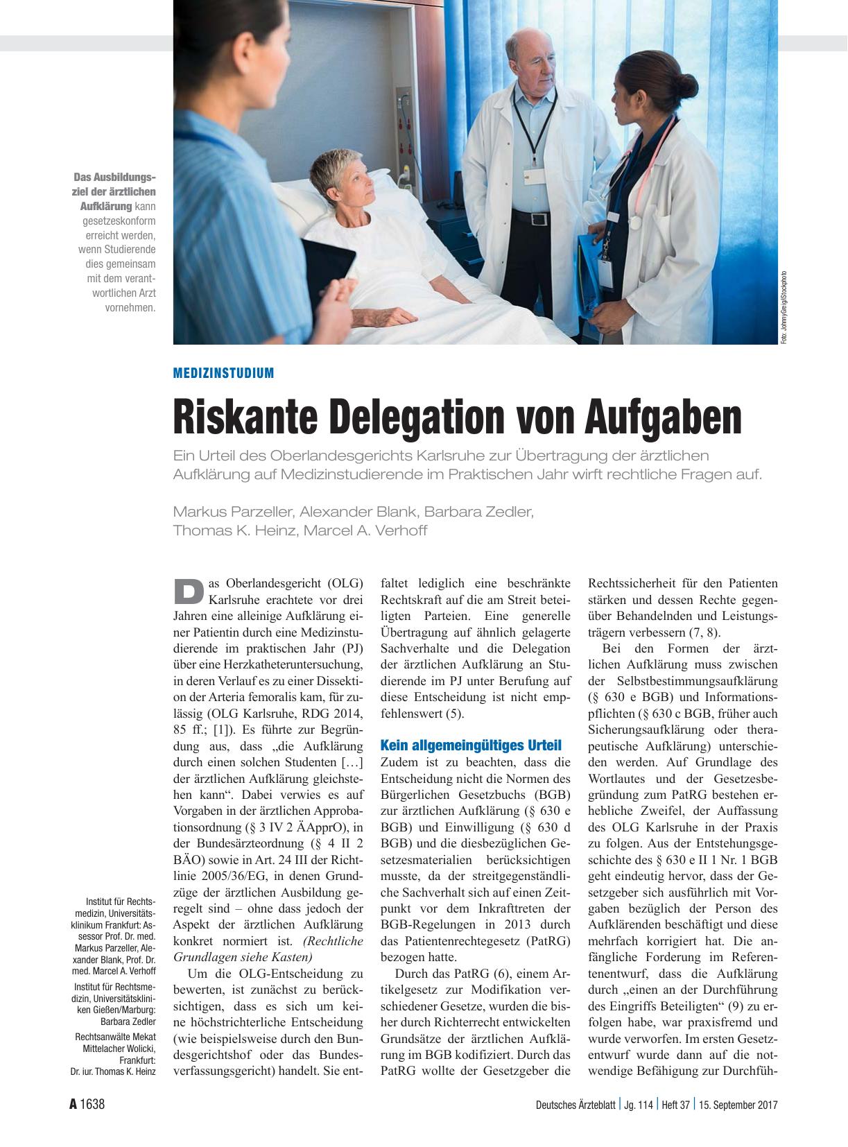 Vorschauseite 1: Medizinstudium: Riskante Delegation von Aufgaben