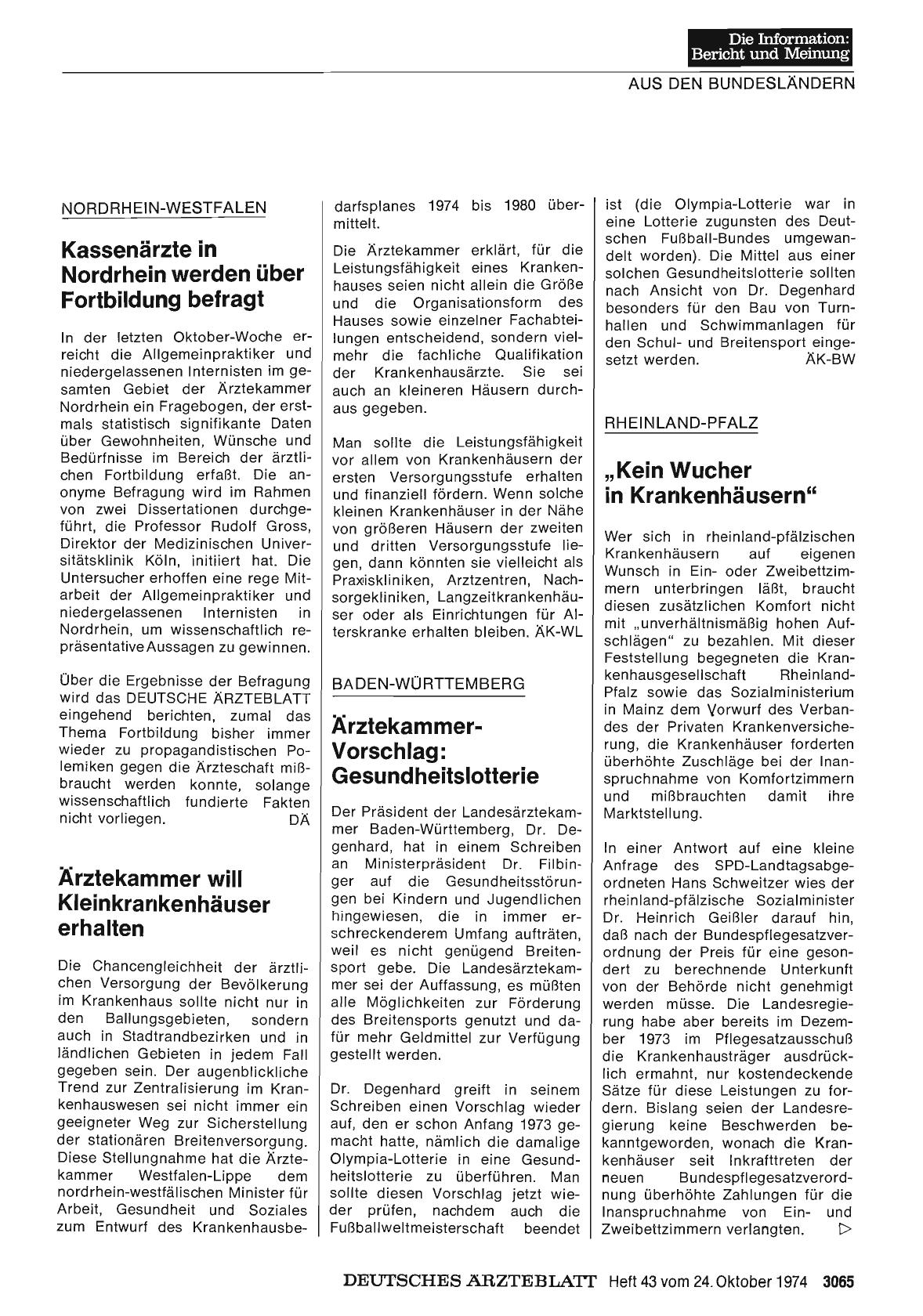 Vorschauseite 1: Nordrhein-Westfalen: Ärztekammer will Kleinkrankenhäuser erhalten