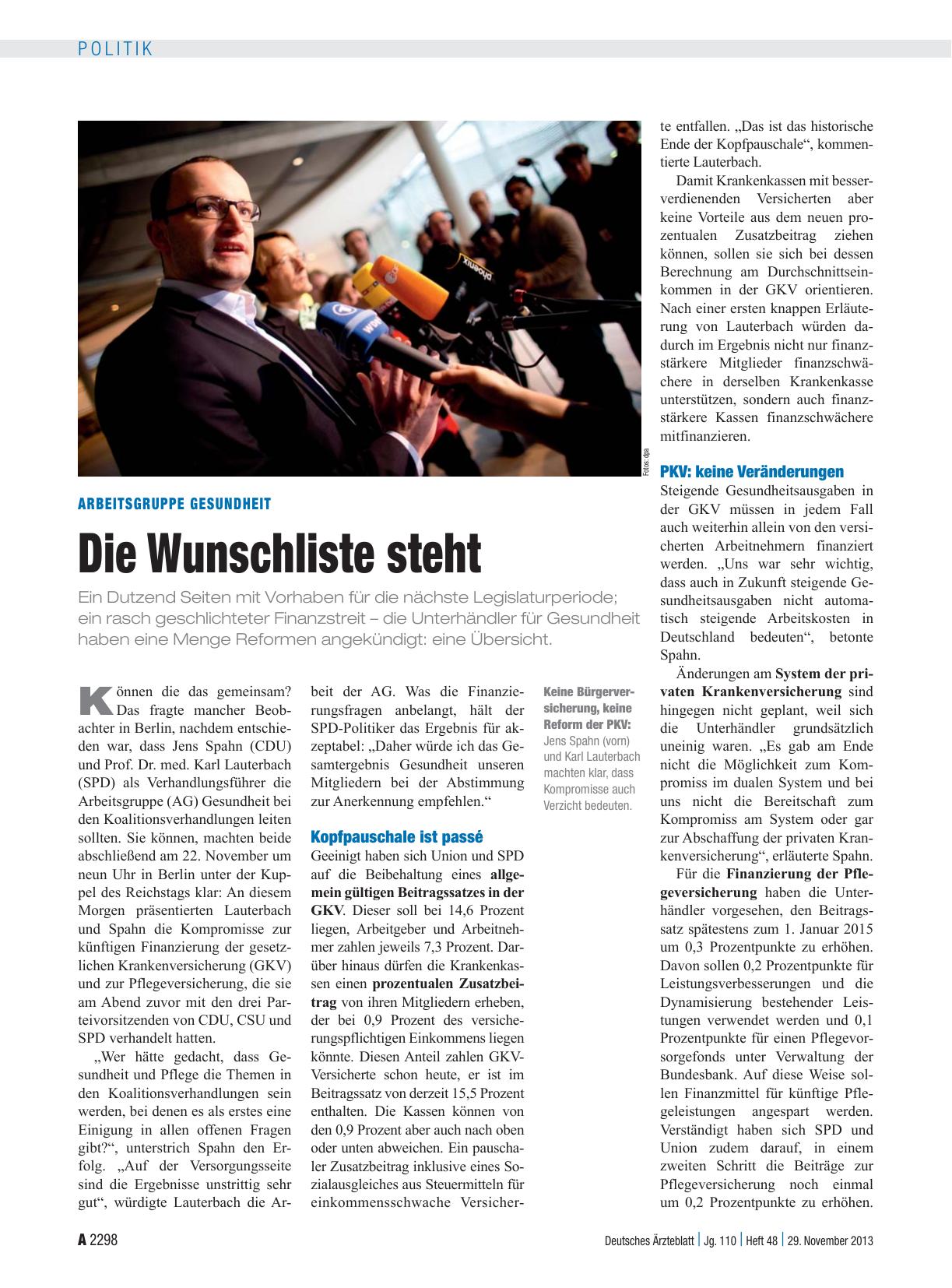 Vorschauseite 1: Arbeitsgruppe Gesundheit: Die Wunschliste steht