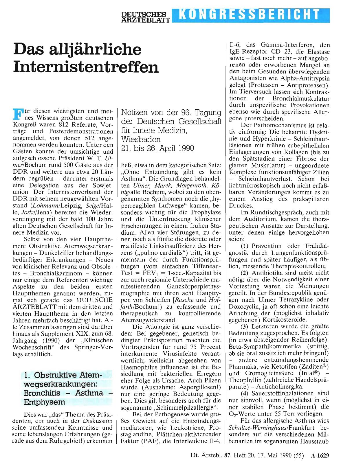 Vorschauseite 1: Das alljährliche Internistentreffen
