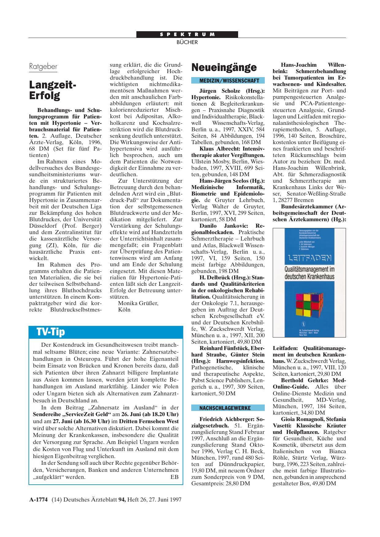 Vorschauseite 1: TV-Tip