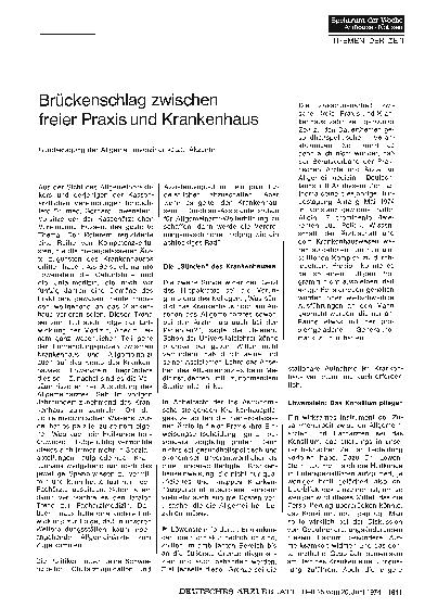 Vorschauseite 1: Brückenschlag zwischen freier Praxis und Krankenhaus