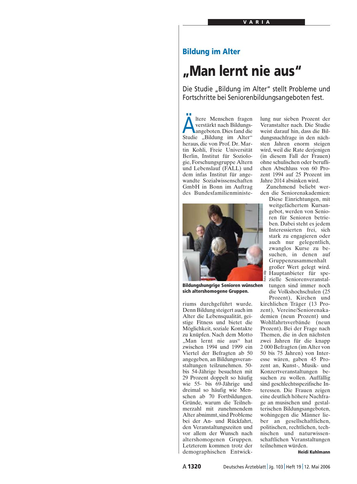 Vorschauseite 1: Bildung im Alter: „Man lernt nie aus“