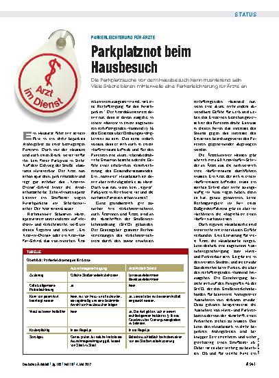 Vorschauseite 1: Parkerleichterung für Ärzte: Parkplatznot beim Hausbesuch