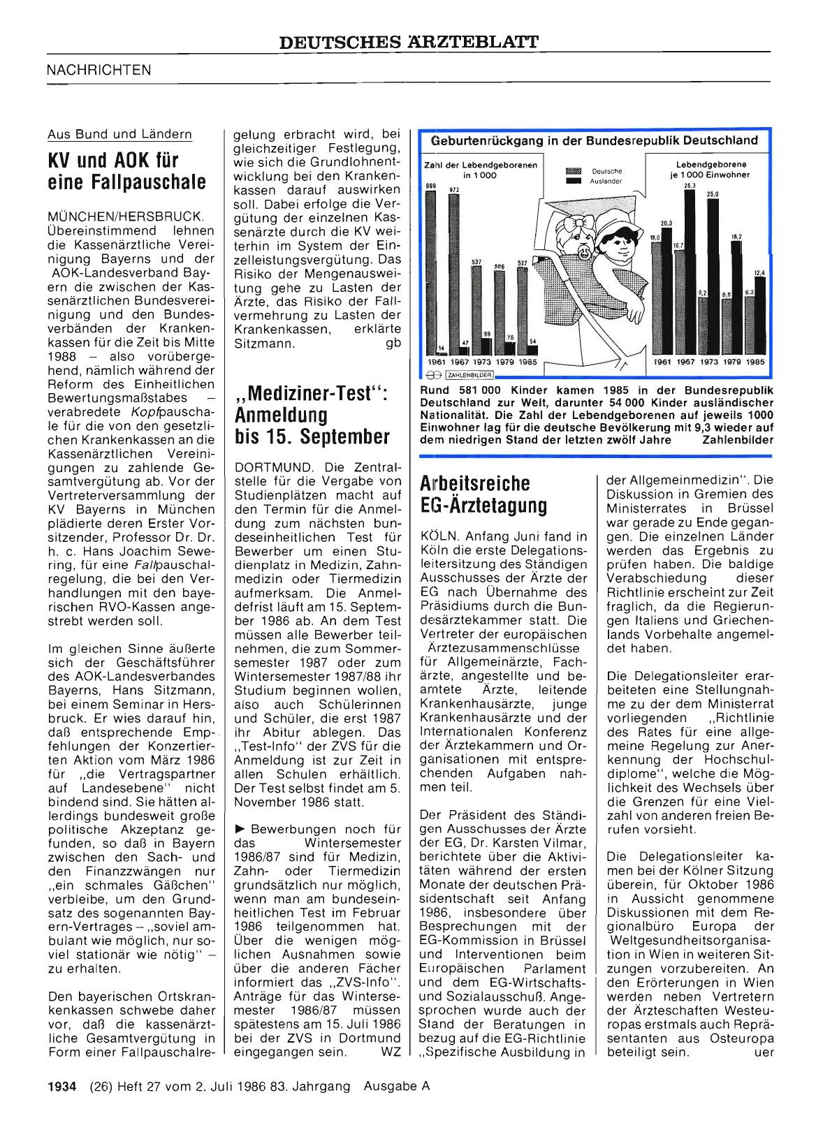 Vorschauseite 1: Geburtenrückgang in der Bundesrepublik Deutschland