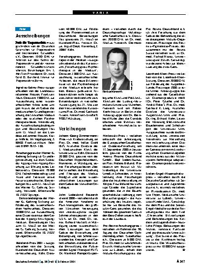 Vorschauseite 1: Verleihungen