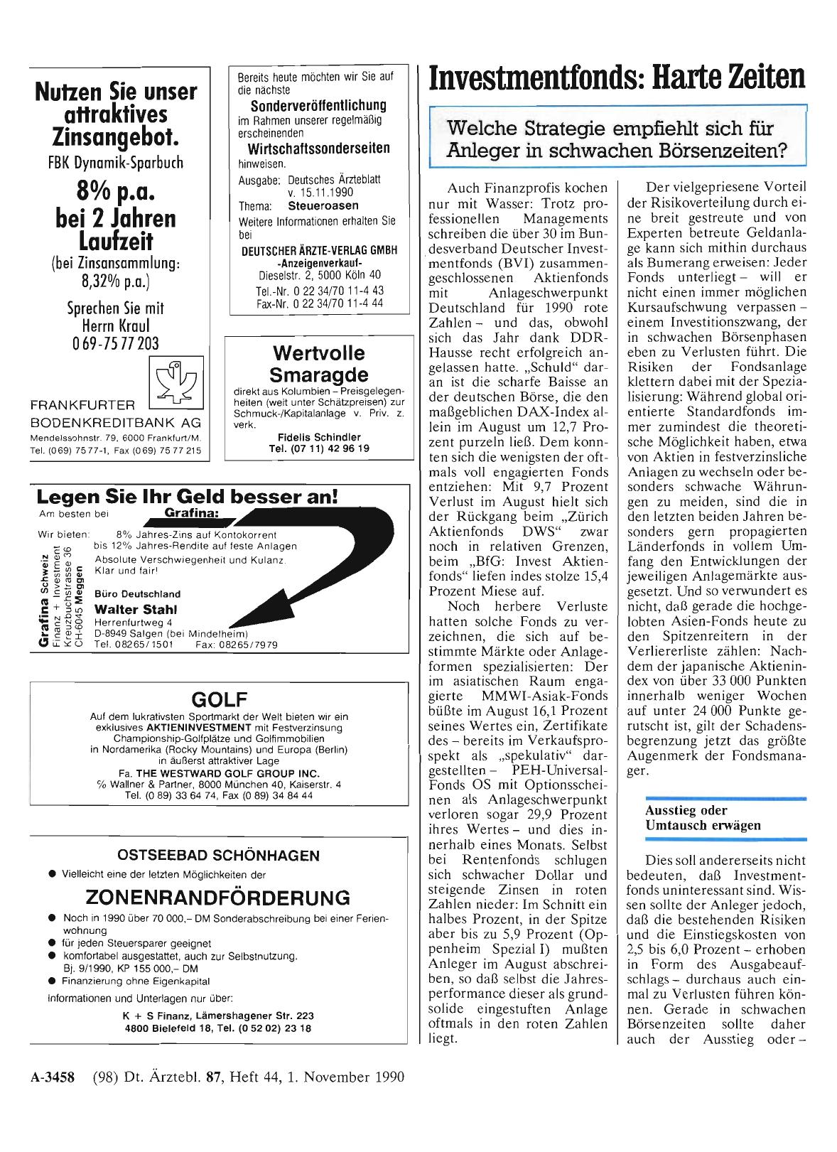 Vorschauseite 1: Investmentfonds: Harte Zeiten
