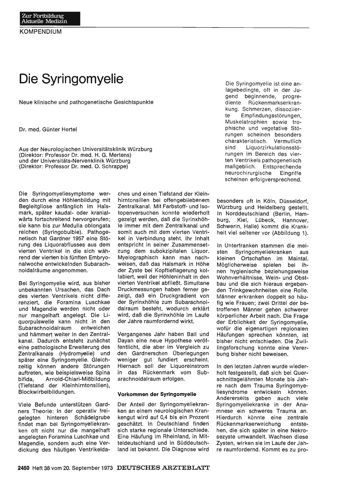 Vorschauseite 1: Die Syringomyelie: Neue klinische und pathogenetische Gesichtspunkte