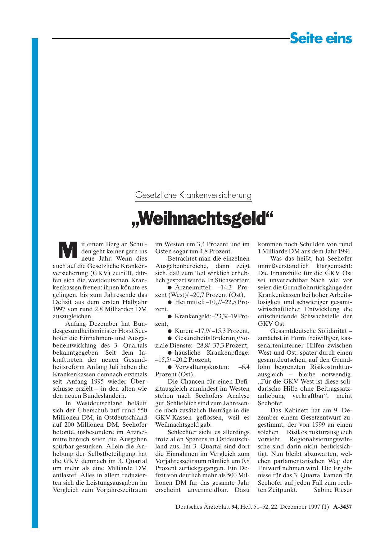 Vorschauseite 1: Gesetzliche Krankenversicherung: „Weihnachtsgeld“