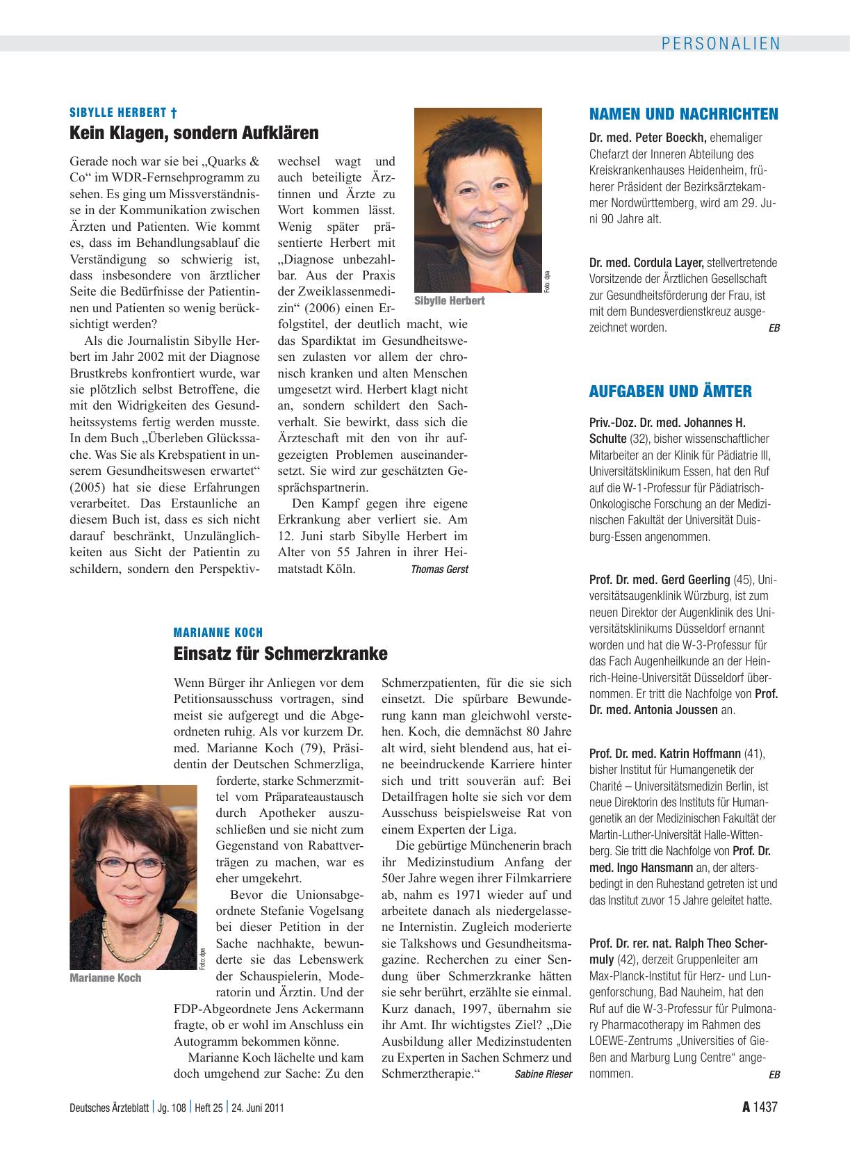 Vorschauseite 1: Sibylle Herbert †: Kein Klagen, sondern Aufklären