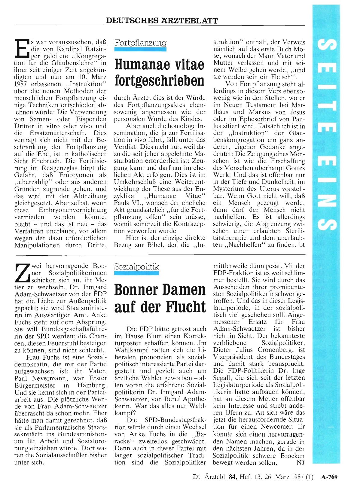 Vorschauseite 1: Sozialpolitik: Bonner Damen auf der Flucht