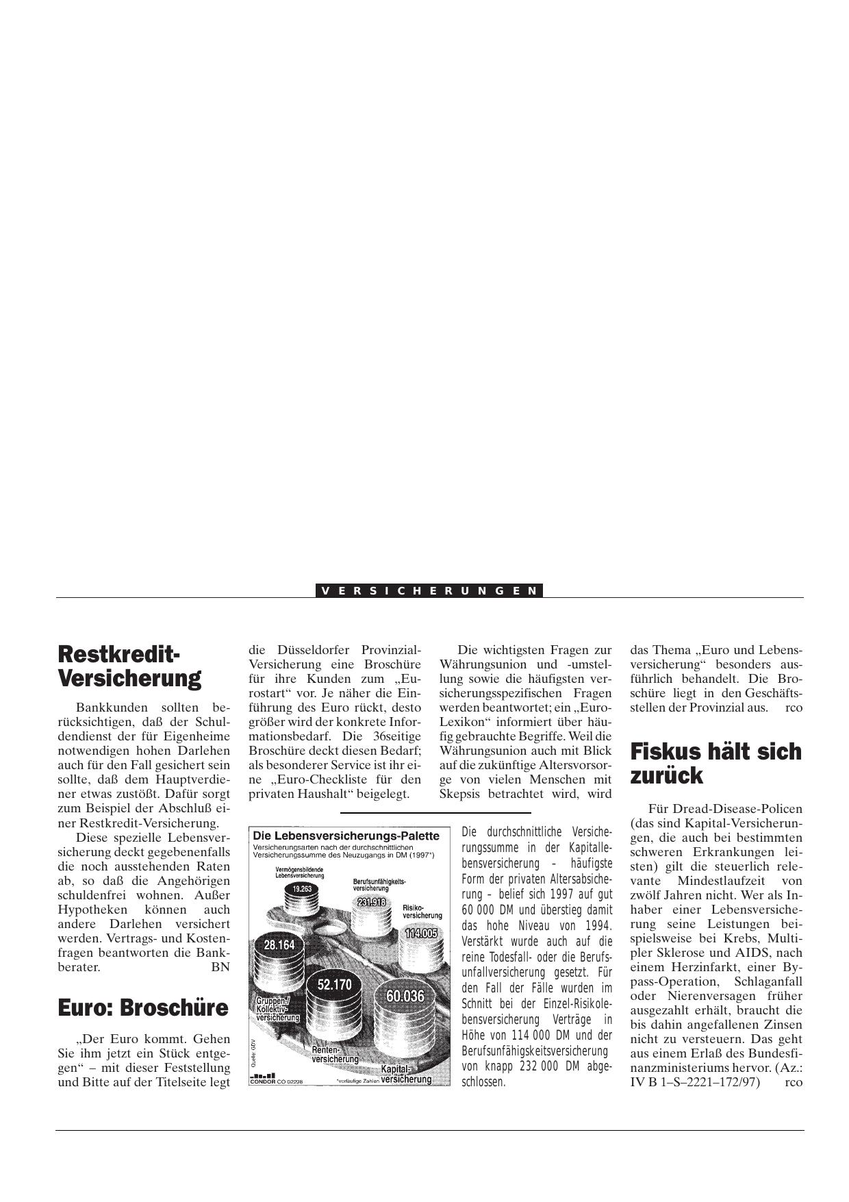 Vorschauseite 1: Restkredit-Versicherung