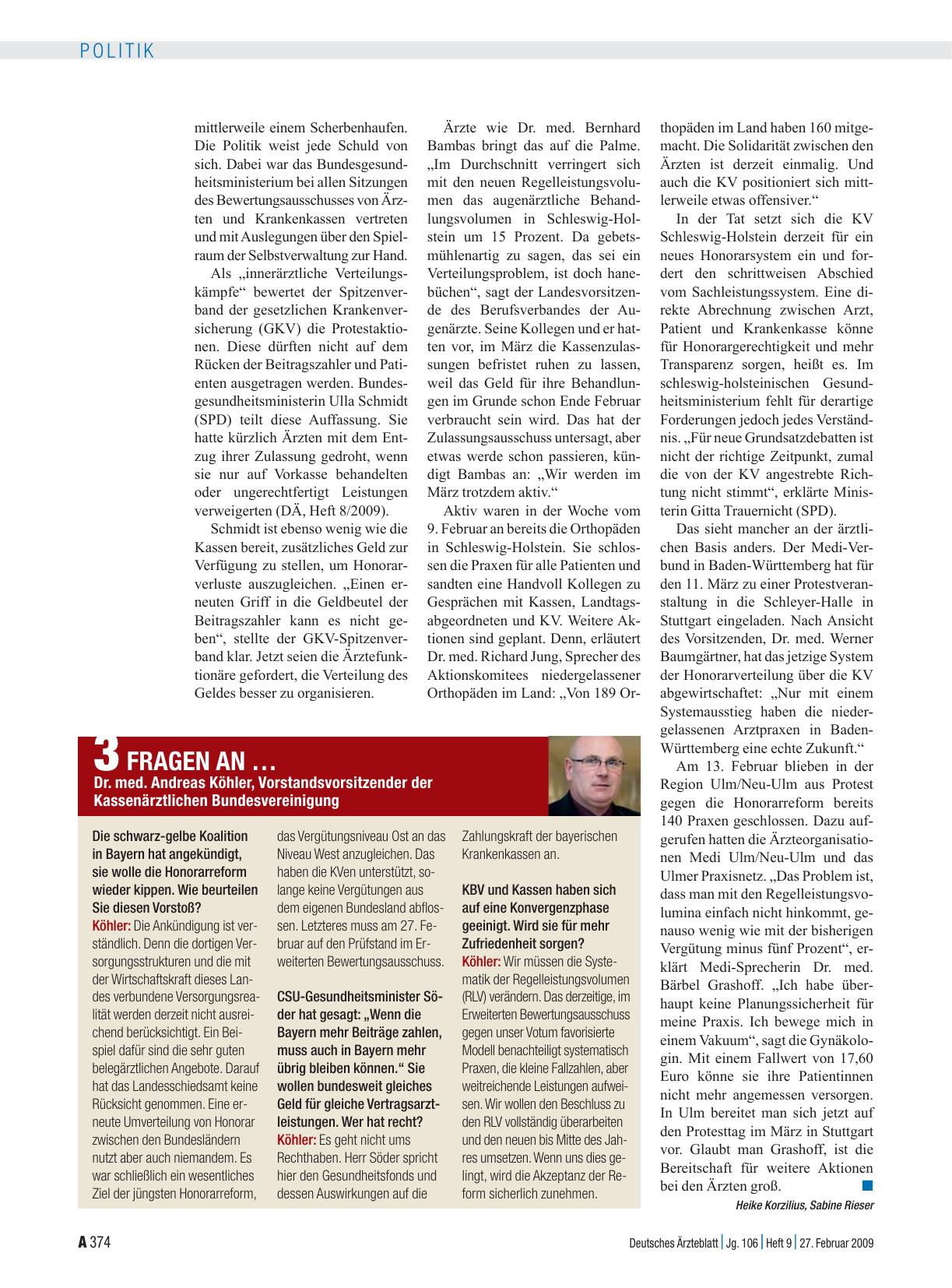 Vorschauseite 1: 3 Fragen an … Dr. med. Andreas Köhler, Vorstandsvorsitzender der Kassenärztlichen Bundesvereinigung