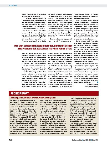 Vorschauseite 1: Zulassung als ausschließlich psychotherapeutisch tätiger Arzt