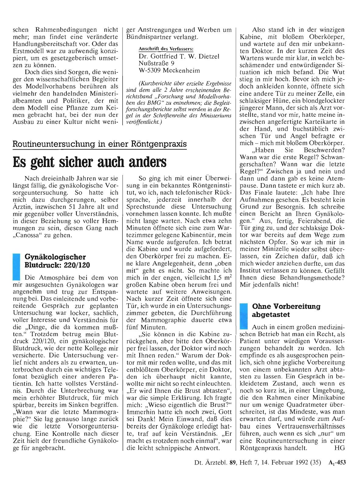 Vorschauseite 1: Routineuntersuchung in einer Röntgenpraxis: Es geht sicher auch anders