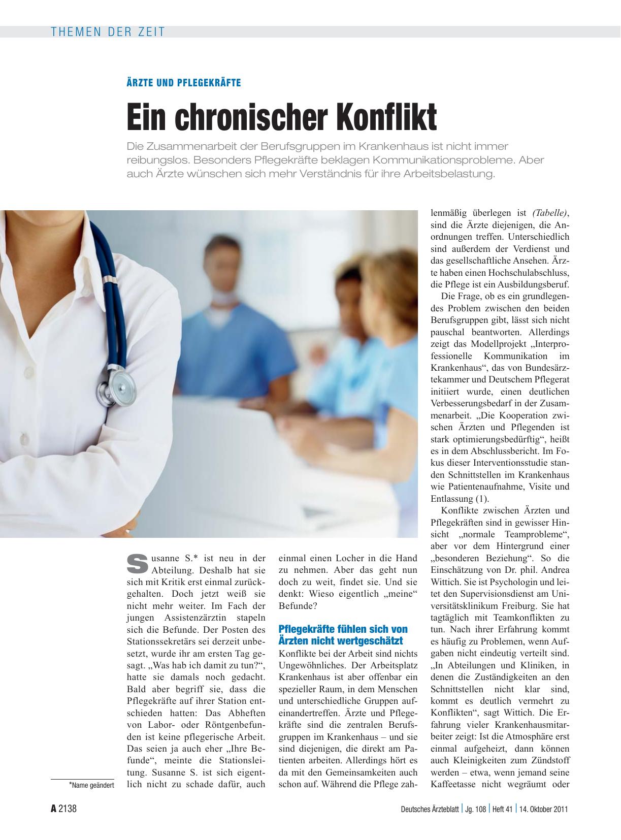 Vorschauseite 1: Ärzte und Pflegekräfte: Ein chronischer Konflikt
