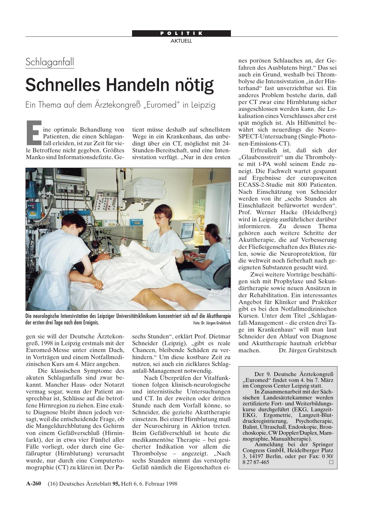 Vorschauseite 1: 9. Deutsche Ärztekongreß „Euromed“