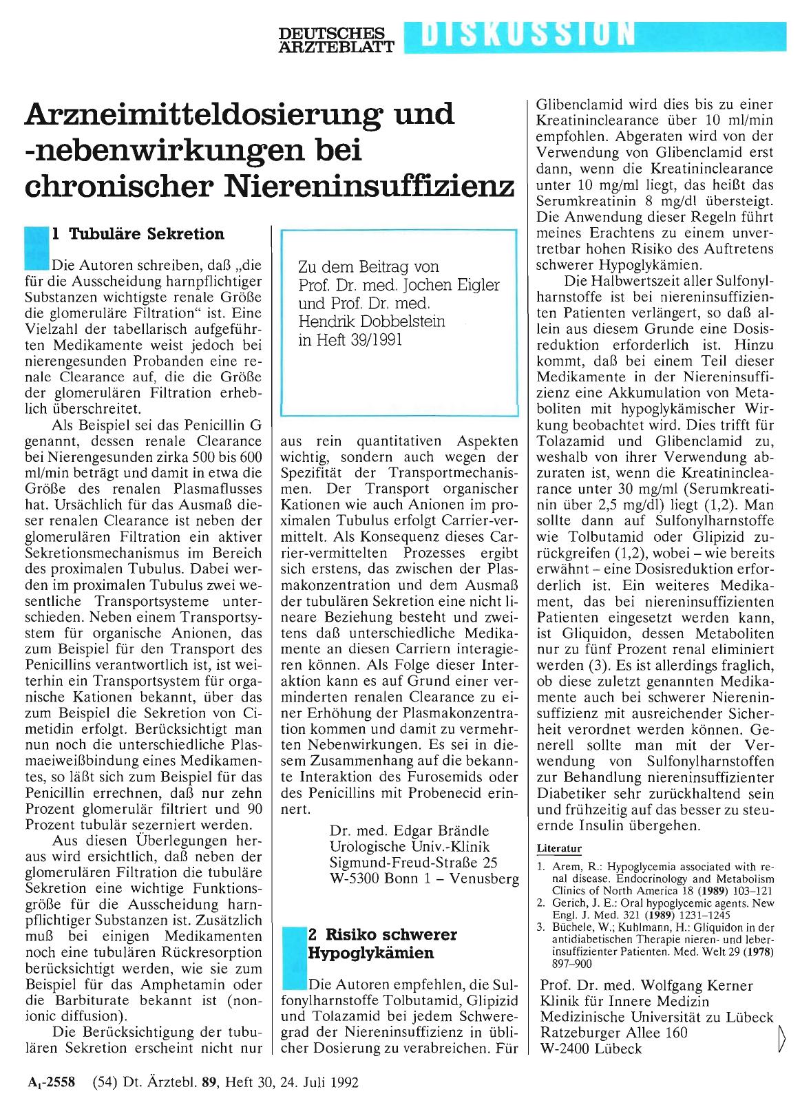 Vorschauseite 1: Arzneimitteldosierung und -nebenwirkungen bei chronischer Niereninsuffizienz: 1 Tubuläre Sekretion