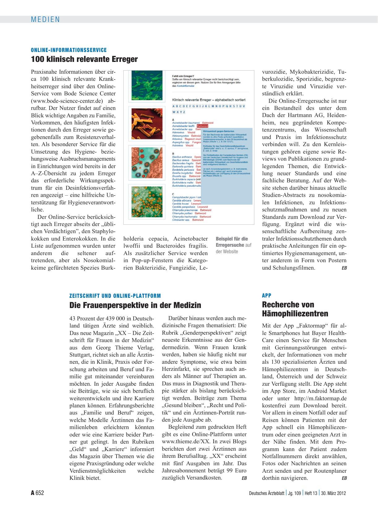Vorschauseite 1: App: Recherche von Hämophiliezentren