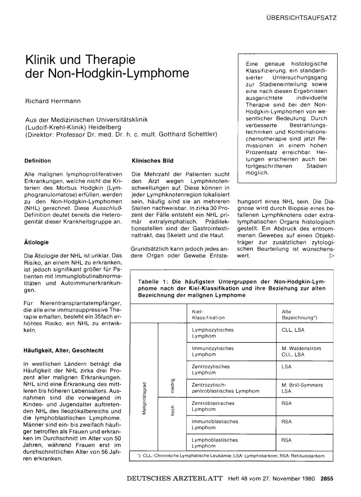 Vorschauseite 1: Klinik und Therapie der Non-Hodgkin-Lymphome