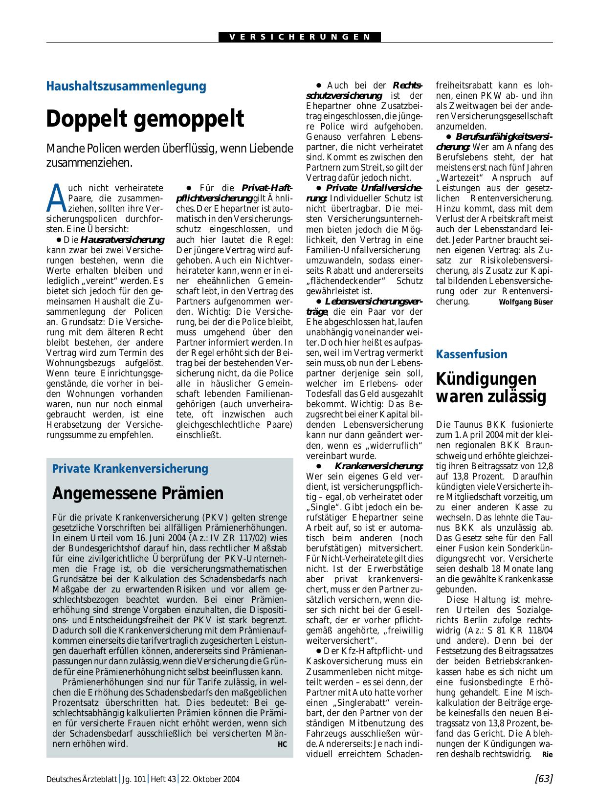 Vorschauseite 1: Haushaltszusammenlegung: Doppelt gemoppelt