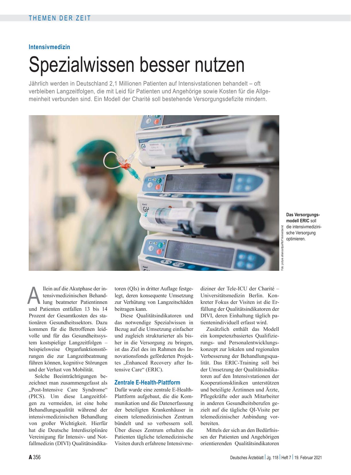 Vorschauseite 1: Intensivmedizin: Spezialwissen besser nutzen