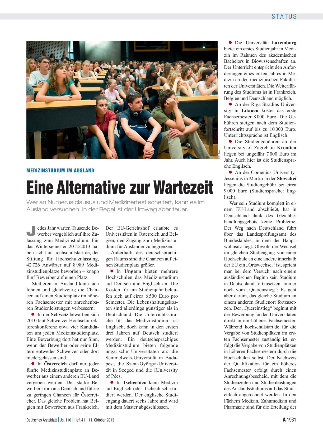 Vorschauseite 1: Medizinstudium im Ausland: Eine Alternative zur Wartezeit