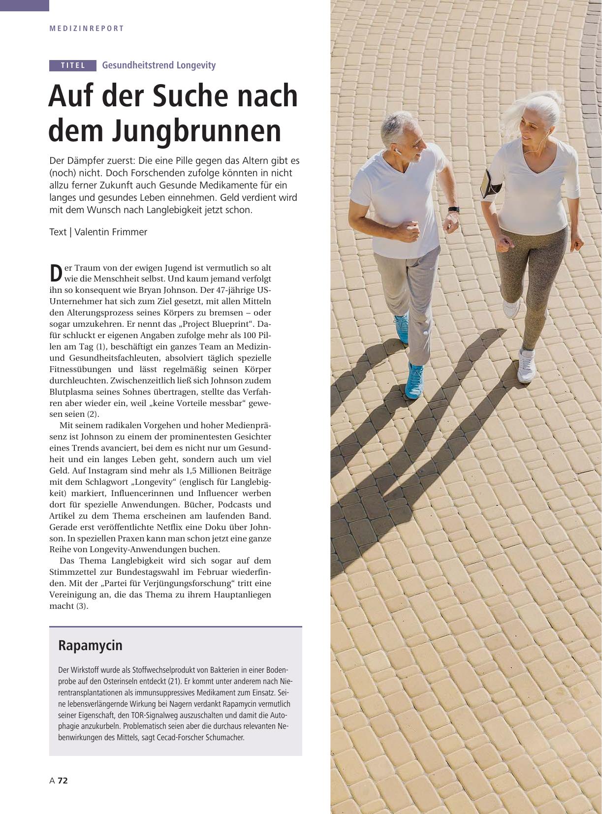 Vorschauseite 1: Gesundheitstrend Longevity: Auf der Suche nach dem Jungbrunnen
