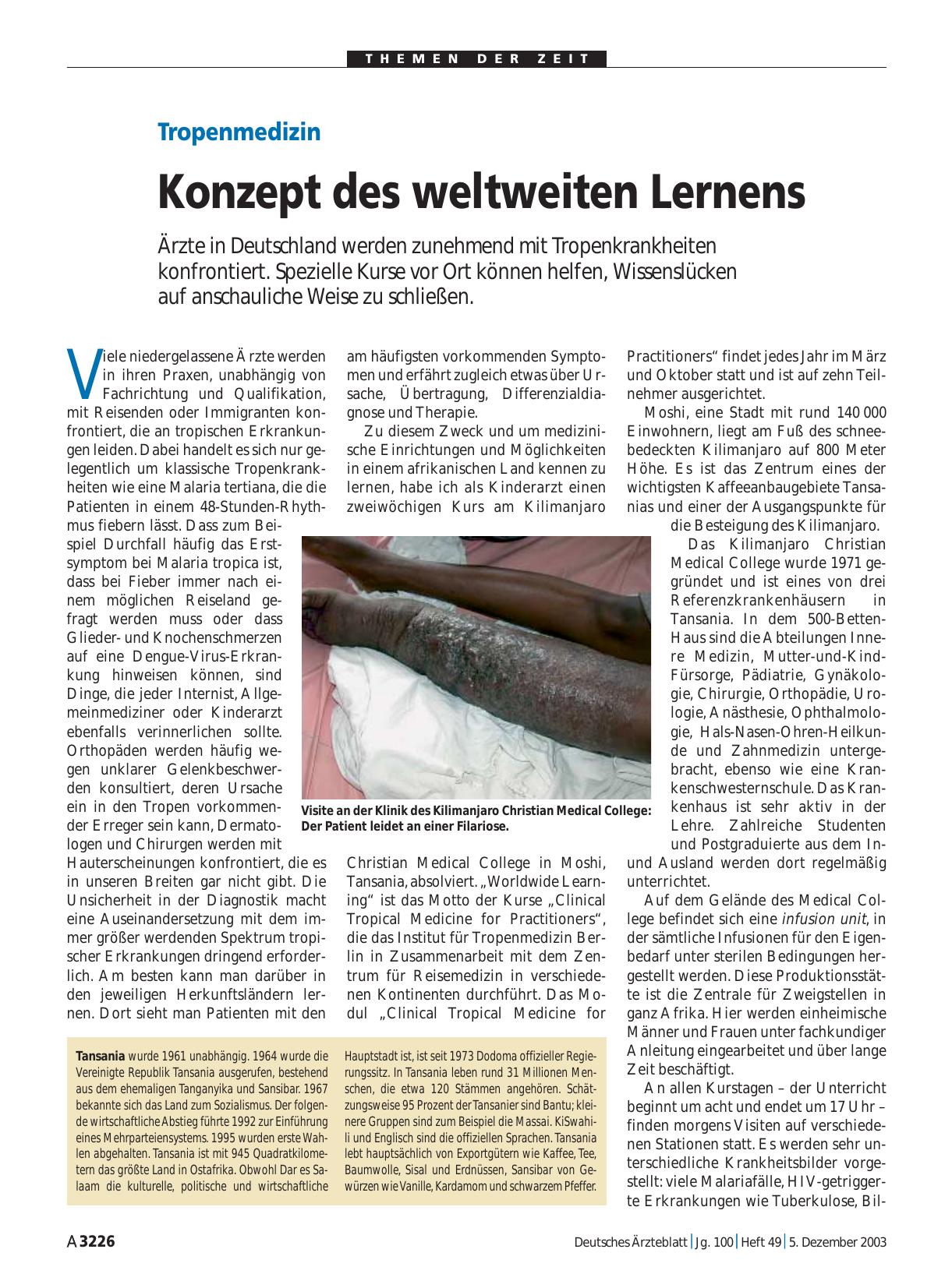 Vorschauseite 1: Tropenmedizin: Konzept des weltweiten Lernens